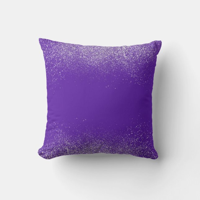 Cojín decorativo de polvo violeta y plateado (Anverso)