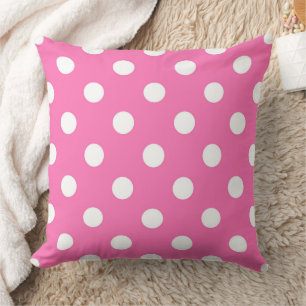 Cojín decorativo de Punto de Polka Blanco y Rosa P