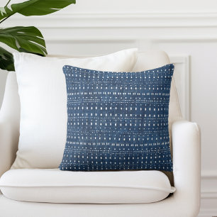 Cojín decorativo de puntos azules índigo