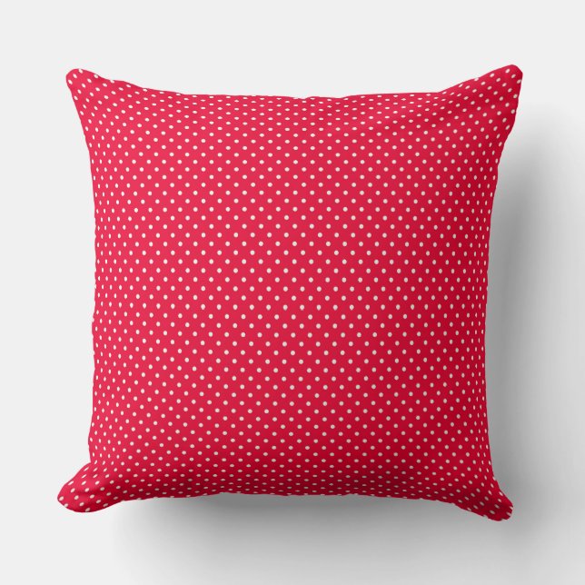 Cojín decorativo De Puntos De Polka Rojo Y Blanco (Anverso)