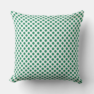 Cojín decorativo de puntos de polka verde esmerald