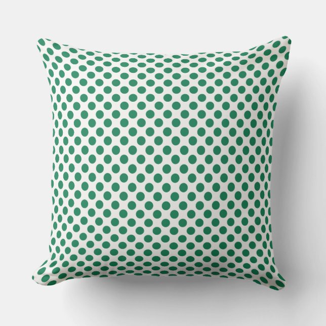 Cojín decorativo de puntos de polka verde esmerald (Anverso)
