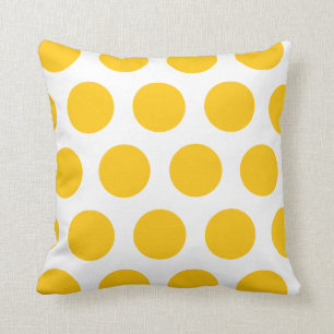 Cojín decorativo de puntos polka blanco y amarill