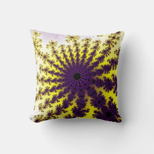 Cojín decorativo de ráfaga morada amarilla (Anverso)