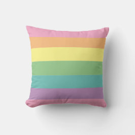 Cojín decorativo de raya arcoiris pastel