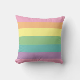 Cojín decorativo de raya arcoiris pastel