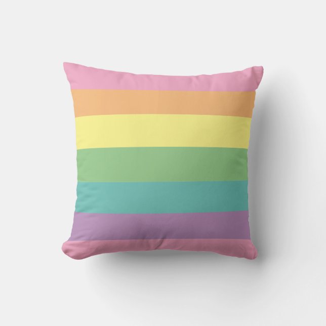 Cojín decorativo de raya arcoiris pastel (Anverso)