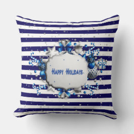 Cojín decorativo de rayas azules navidades
