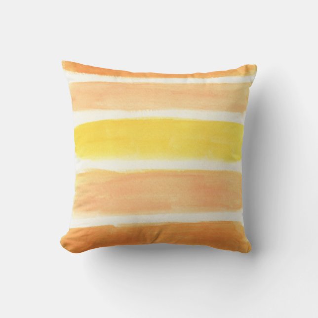 Cojín decorativo de rayas blancas y naranja (Anverso)