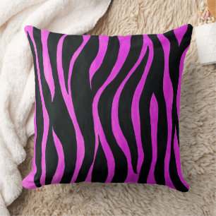 Cojín decorativo de rayas de cebra rosa