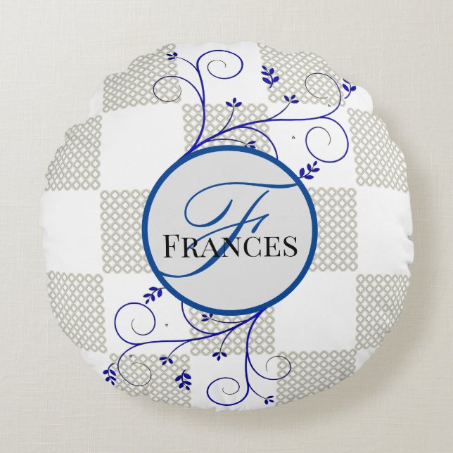 Cojín decorativo de redondeo personalizado monogra (Anverso)