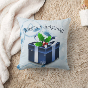 Cojín decorativo de regalo de Navidades azules