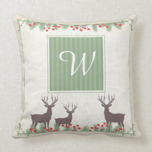 Cojín decorativo de renos de Navidades de monogra