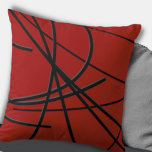 Cojín decorativo de resumen artístico moderno rojo<br><div class="desc">La almohada moderna de tiro presenta una composición lineal abstracta artística en rojo y negro con acentos grises. Un diseño artístico abstracto con un patrón orgánico lineal presenta líneas orgánicas negras y grises que giran de izquierda a derecha sobre un fondo rojo. Esta almohada decorativa aporta un toque de color...</div>