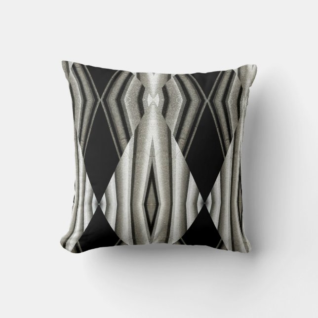 Cojín decorativo de resumen en blanco y negro (Anverso)