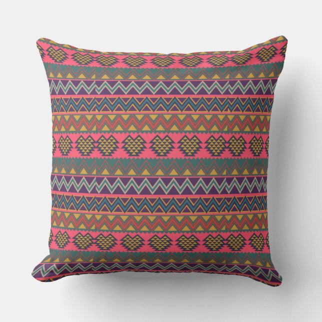 Cojín decorativo de ritmo tribal - Geométrico vibr (Anverso)