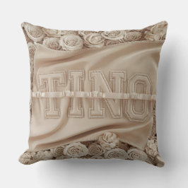 COJÍN DECORATIVO de Rosa con bordado TINO