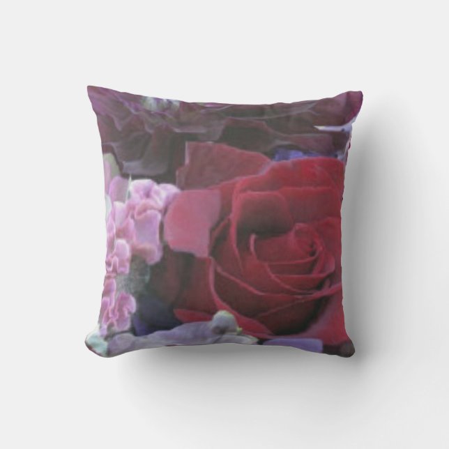 Cojín decorativo de Rosa de terciopelo rojo (Anverso)