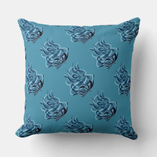 Cojín decorativo de Rosas azules abstractos azules