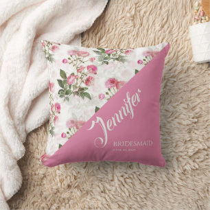 Cojín decorativo de rosas rosadas pintadas