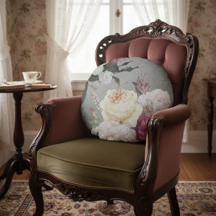 Cojín decorativo de rosas rosas blancas y rosas ro