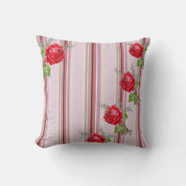 Cojín decorativo de rosas y franjas