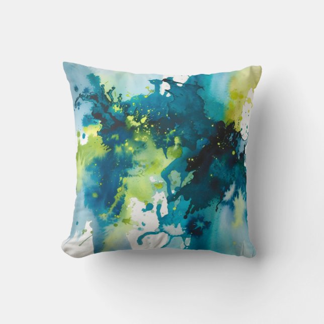 Cojín decorativo de salpicadura abstracta de acuar (Anverso)