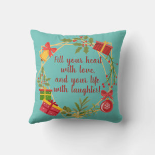 Cojín decorativo de saludos navideños de Feliz