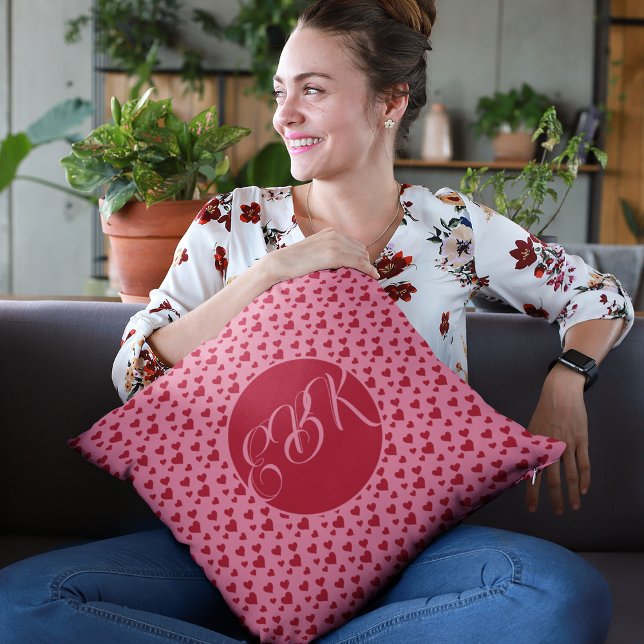 Cojín decorativo de San Valentín (Elegant Monogram Valentine Pillow)