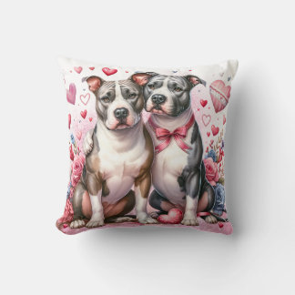 Cojín decorativo de San Valentín Pitbull - Pareja 