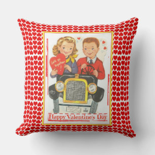 Cojín decorativo de San Valentín retro feliz