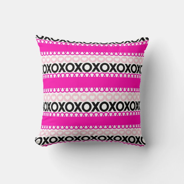 Cojín decorativo de San Valentín rosa caliente (Anverso)