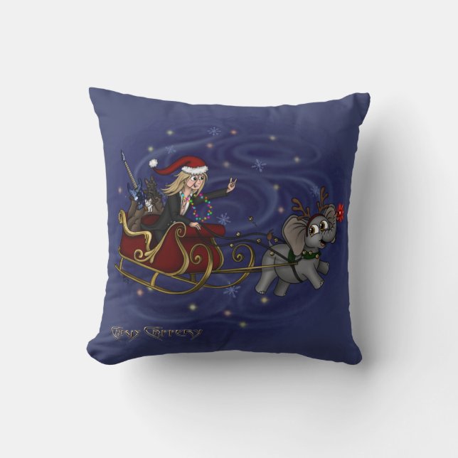 Cojín decorativo de Santa Chris y Wilbur Sleigh (Anverso)