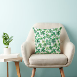 Cojín decorativo de Shamrock verde acuarela