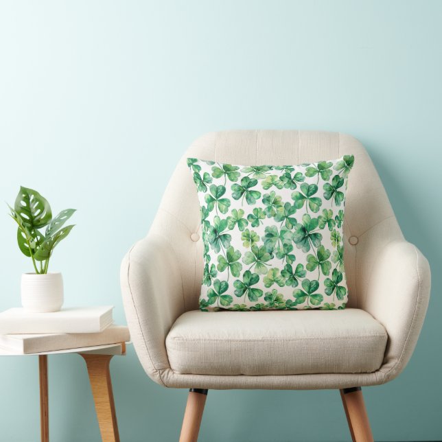 Cojín decorativo de Shamrock verde acuarela (Silla)