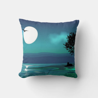 Cojín decorativo de silueta azul luna