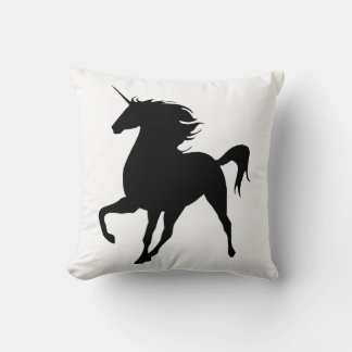 Cojín decorativo de silueta de Unicornio negro