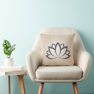 Cojín decorativo de símbolo de Lotus negro y blanc