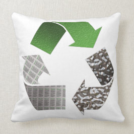 Cojín decorativo de símbolo de reciclaje