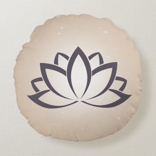 Cojín decorativo de símbolos de Lotus redondo negr (Anverso)