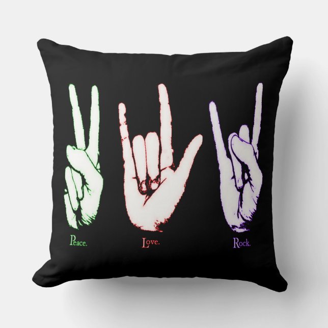 Cojín decorativo de símbolos de mano de rock de am (Anverso)