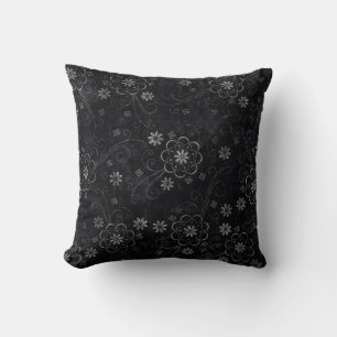 Cojín decorativo de sofá floral negro