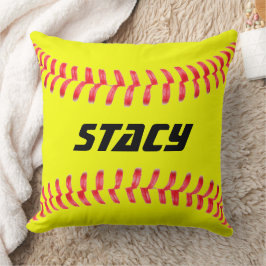 Cojín decorativo de Softball personalizado Yellow 