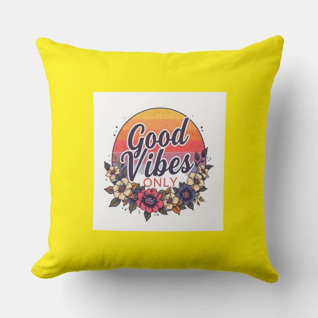 Cojín decorativo de sólo vibes buenas - Cita motiv (Anverso)