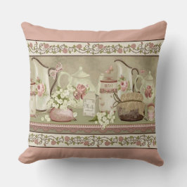 Cojín decorativo de Té y Rosas de Peach Vintage