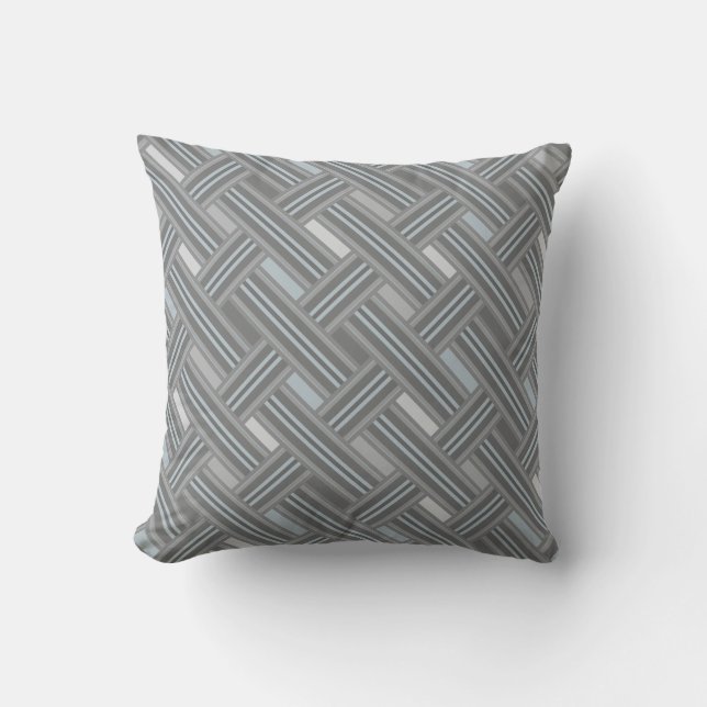 Cojín decorativo de tejido de ligamento gris (Anverso)