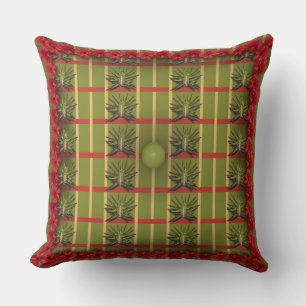 Cojín decorativo de tela rayado verde y tufado