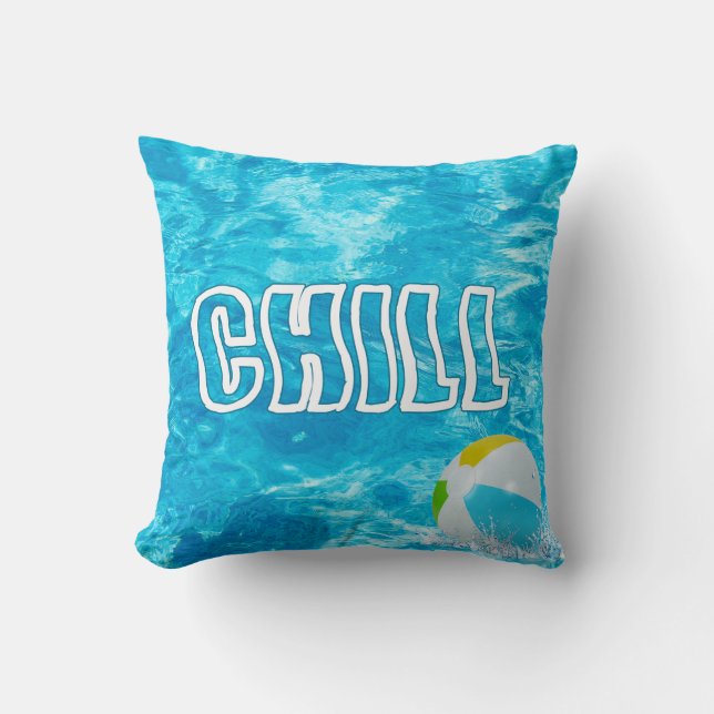 Cojín decorativo de texto de chill de piscina (Anverso)