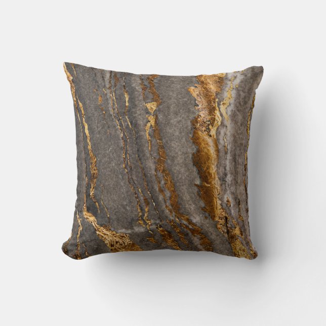Cojín decorativo de Textura Dorada de Mármol (Anverso)