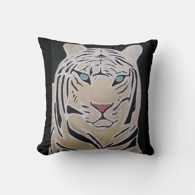 COJÍN DECORATIVO DE TIGRE BLANCO- (Anverso)